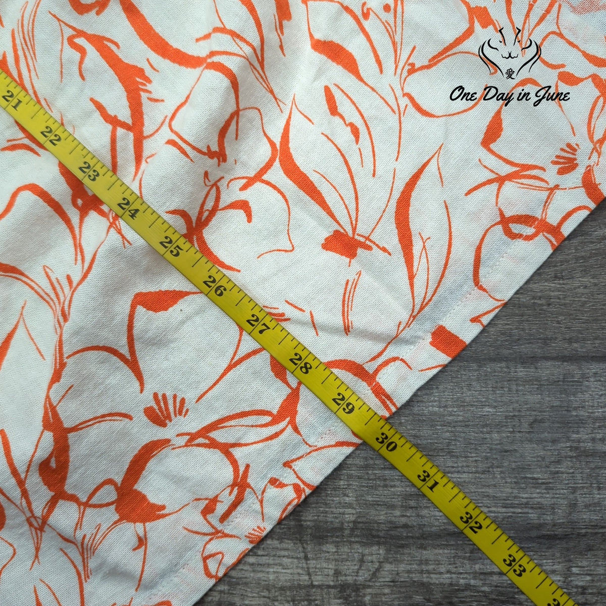 Rafaella Linen Blend Floral Pull On Midi Skirt Orange White NWT $79 Size L