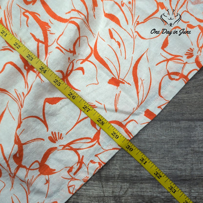 Rafaella Linen Blend Floral Pull On Midi Skirt Orange White NWT $79 Size L