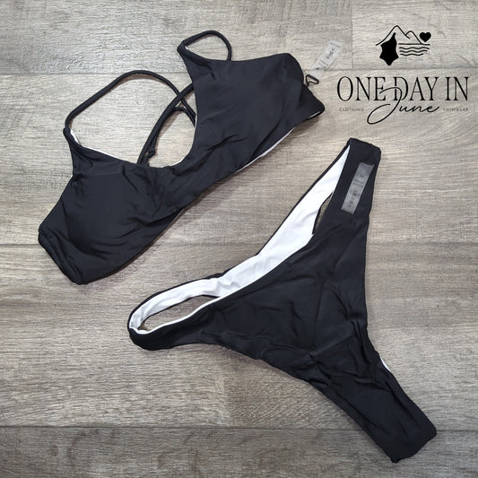 Aleumdr Tie Back Thong Bikini Swimsuit Size M