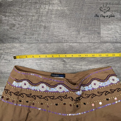 Haven Bleu Beaded Layered Midi Skirt Size M