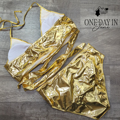 MakeMeChic Cross Front Tie Wrap Bikini Swimsuit Size 1XL