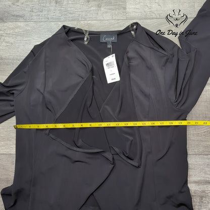Connected Apparel Long Sleeve Open Front Coverup Top Black NWT Size L