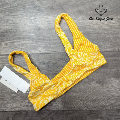 RVCA Forever Bralette Reversible Bikini Top Yellow Floral NWT $58 Size XS
