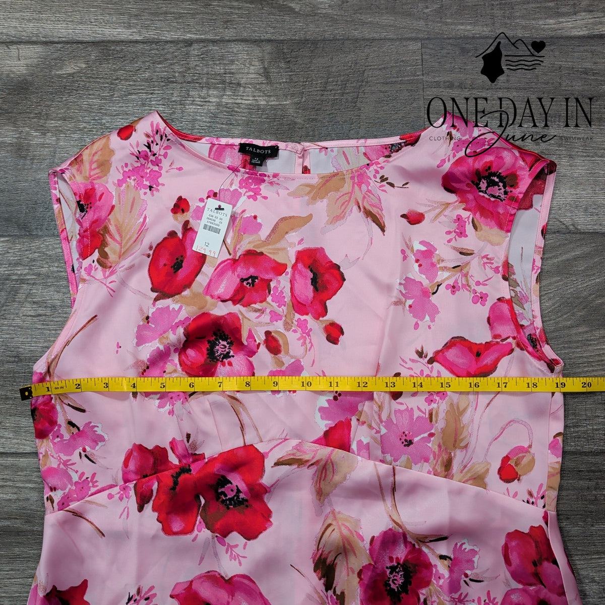 Talbots Watercolor Floral Fit & Flare Midi Dress Pink Red NWT Size 12