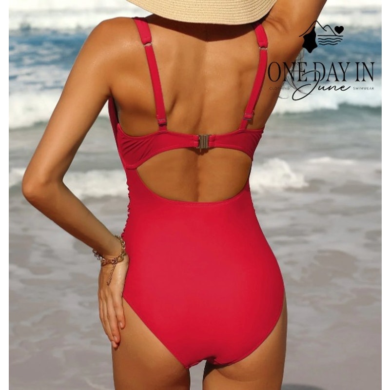 Charmo Twist Front Cut Out One Piece Swimsuit Ruched Tummy Control NWT Size S