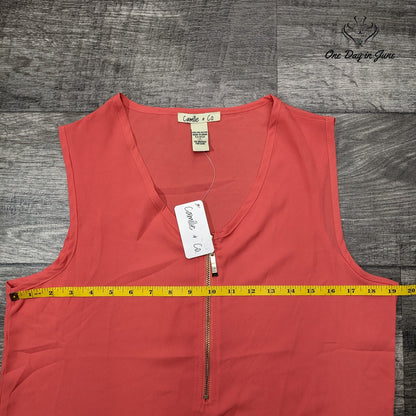 Camille & Co Sleeveless Zip Front Top Size M