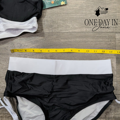 Blooming Jelly High Waist Drawstring Bikini Swimsuit Size M