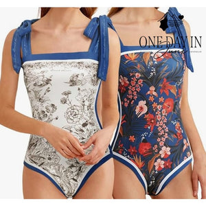 Aleumdr Reversible Tie Shoulder One Piece Swimsuit Size L