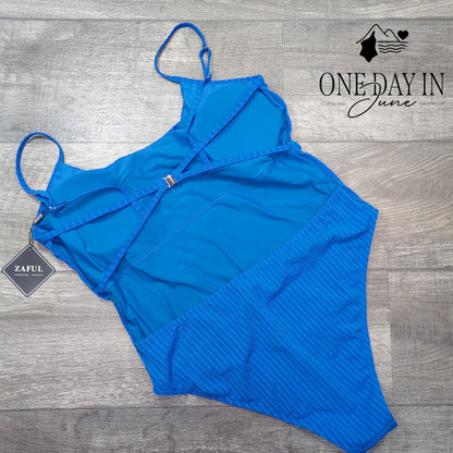 Zaful Textured Open Back One Piece Swimsuit Size XL
