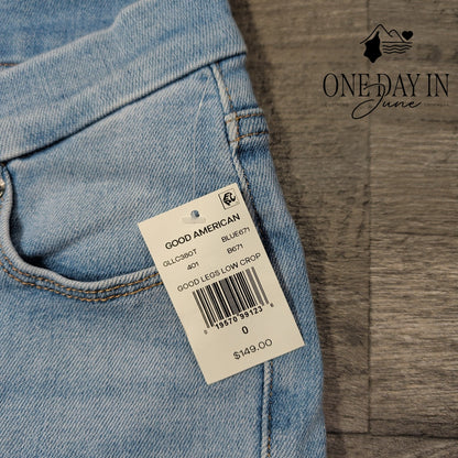 Good American Good Legs Low Crop Distressed Skinny Jeans NWT Size 0 (25)