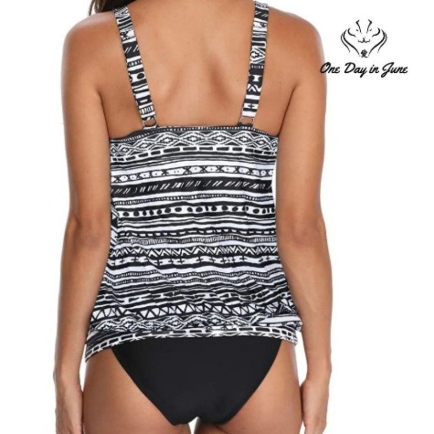 Yonique Blouson Loose Fit Floral Printed Tankini Size S