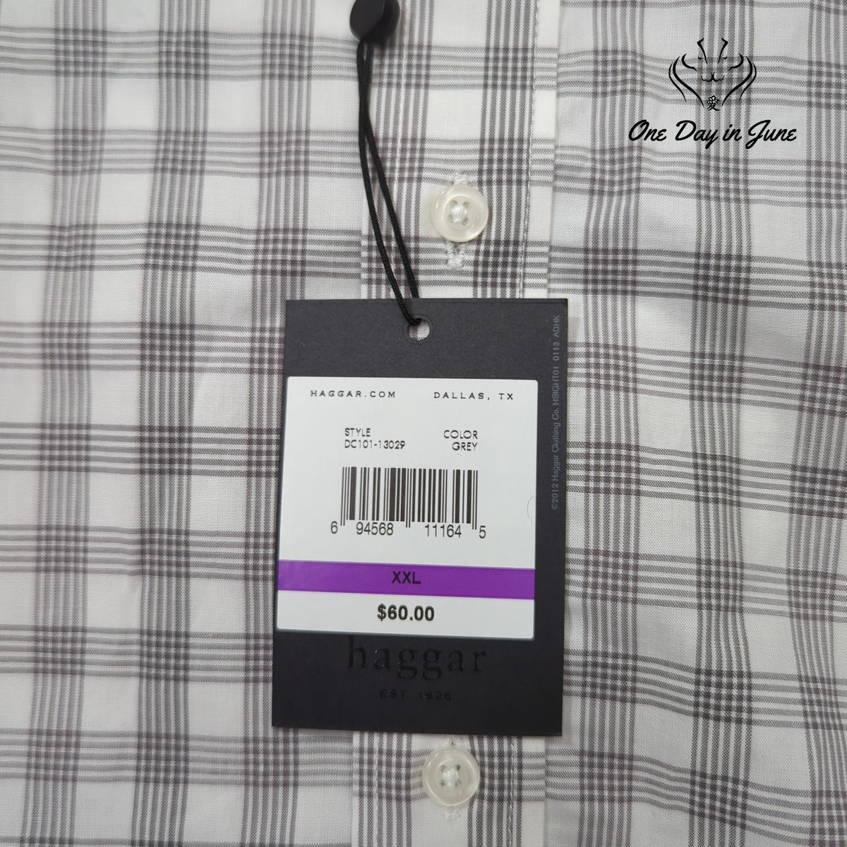 Haggar Plaid Button Down Shirt Gray Paisley Contrast Collar Cuffs NWT Size XXL