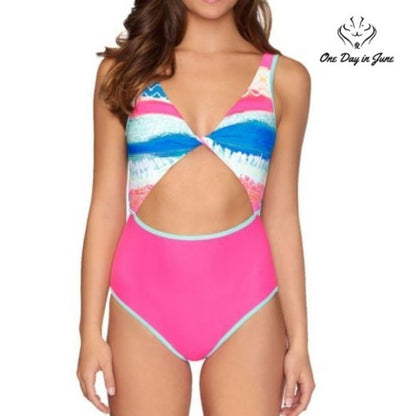 Arizona Jean Co. Abstract One Piece Swimsuit Juniors Size L