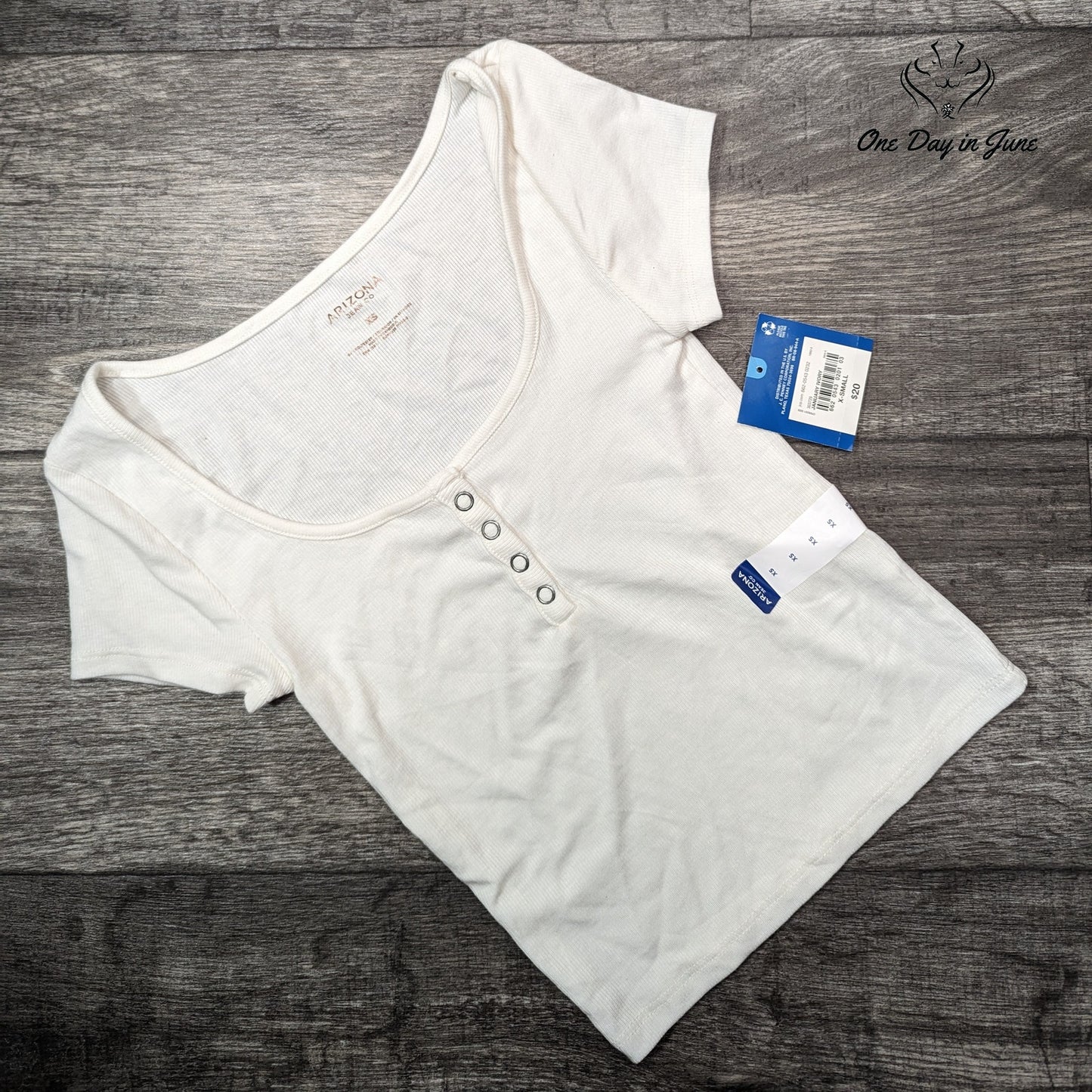 Arizona Jean Co. Ribbed Short Sleeve Crop Top Size XS