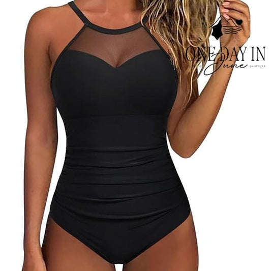 Suuksess High Neck Mesh One Piece Swimsuit Size L