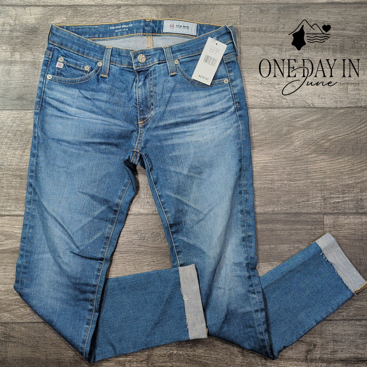 AG Adriano Goldschmied The Stilt Roll Up Cigarette Jeans Blue NWT Size 4 (27)