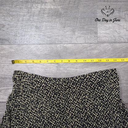 Talbots Petites Geometric Print Pull On Knee Length Skirt Black Ivory Size S