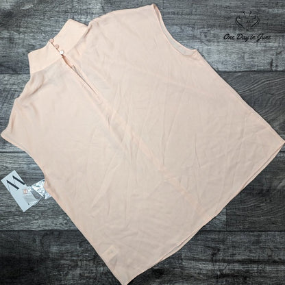 Worthington High Neck Sheer Sleeveless Top Size S