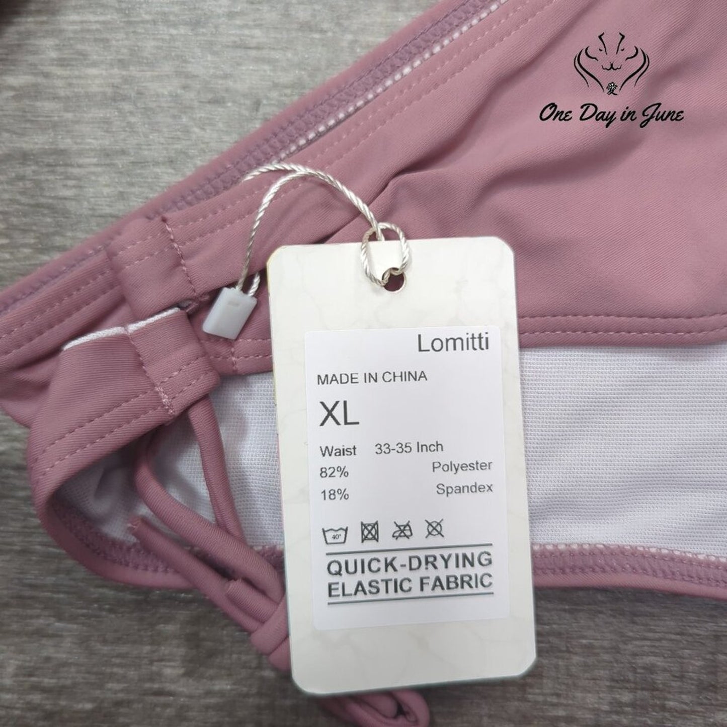 Lomitti Tie Back Top Tie Side Bottom Bikini Swimsuit Size XL