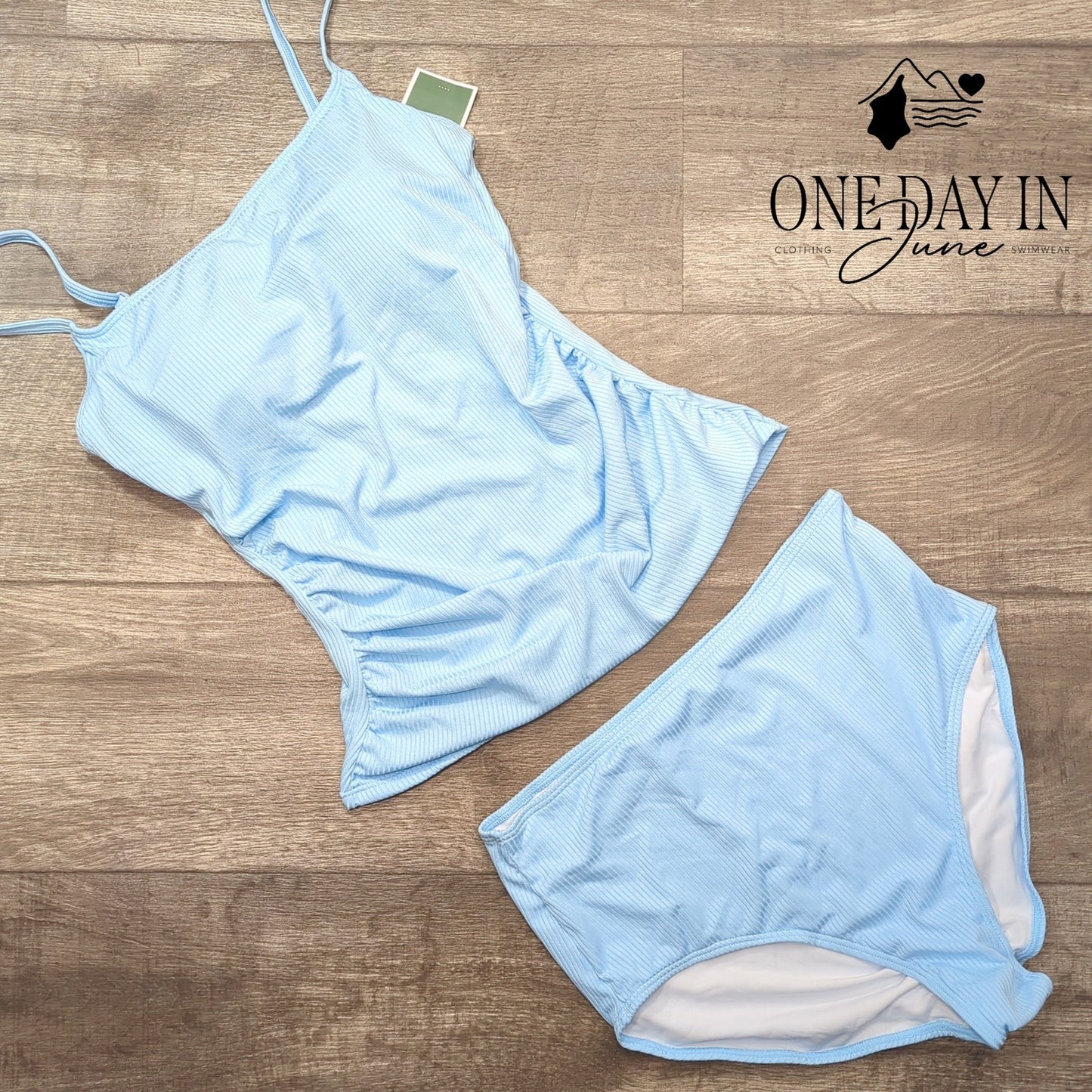 Eomenie High Waist Ribbed Tankini Swimsuit Size L