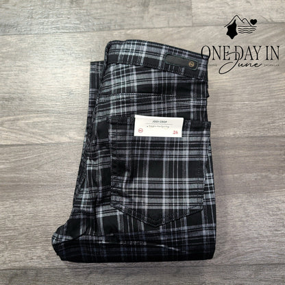 AG Adriano Goldschmied Jodi Crop High Rise Slim Flare Jean Plaid NWT $215 Size 2