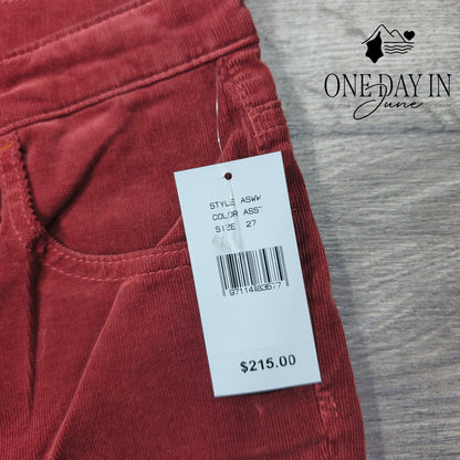 AG Adriano Goldschmied Corduroy Straight Leg Pants Rust Red NWT Size 4 (27)