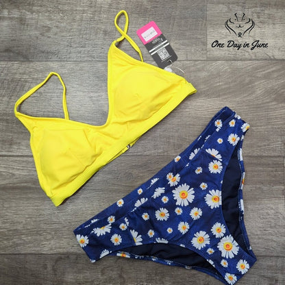 Shekini V Neck Triangle Floral Bikini Swimsuit Size XL