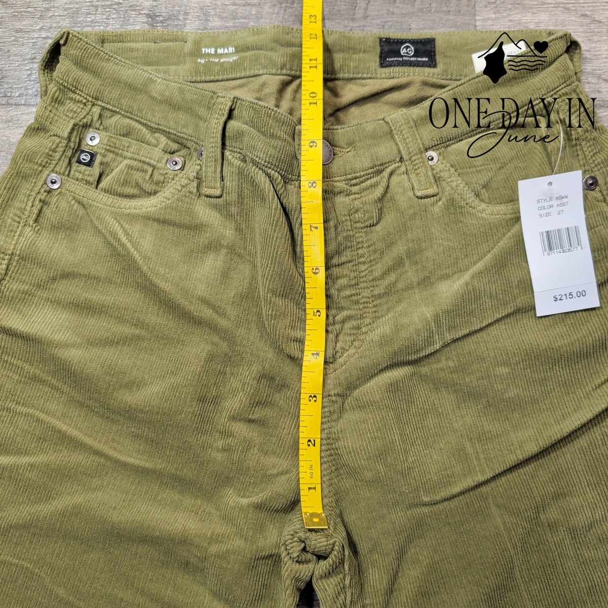 AG Adriano Goldschmied The Mari High Rise Straight Corduroy Olive NWT Size 4