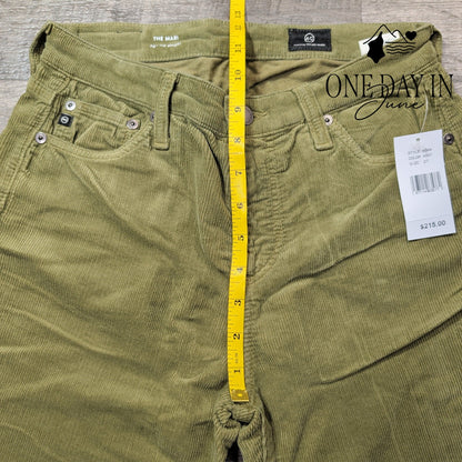 AG Adriano Goldschmied The Mari High Rise Straight Corduroy Olive NWT Size 4