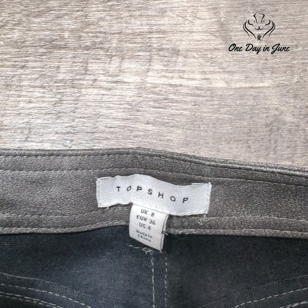 Topshop Faux Leather Straight Leg Pants Gray Washed High Rise Size 8