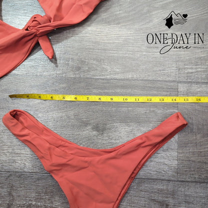 Aleumdr Twist Front Tie Back Cheeky Bikini Swimsuit Size XL