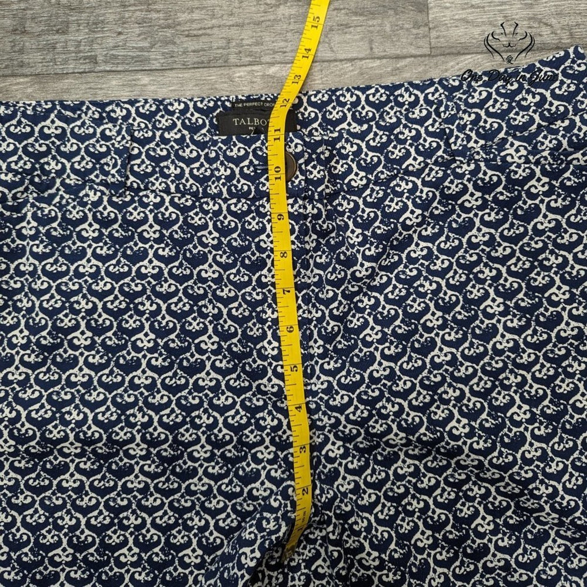 Talbots Petites The Perfect Crop Pants Navy Blue White Paisley Print Size 14P