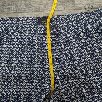 Talbots Petites The Perfect Crop Pants Navy Blue White Paisley Print Size 14P