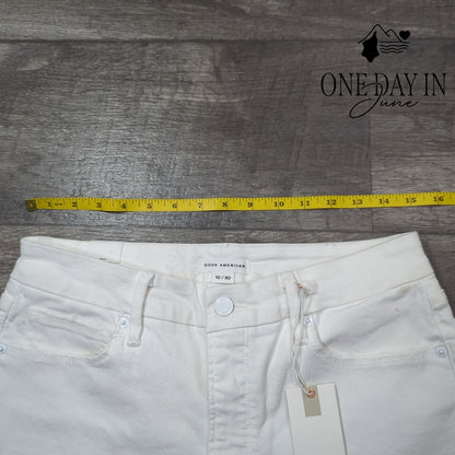 Good American Good Straight Raw Hem Jeans White NWT Size 10 (30)