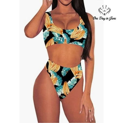 Pink Queen Crop Top High Waist Bikini Swimsuit Size S