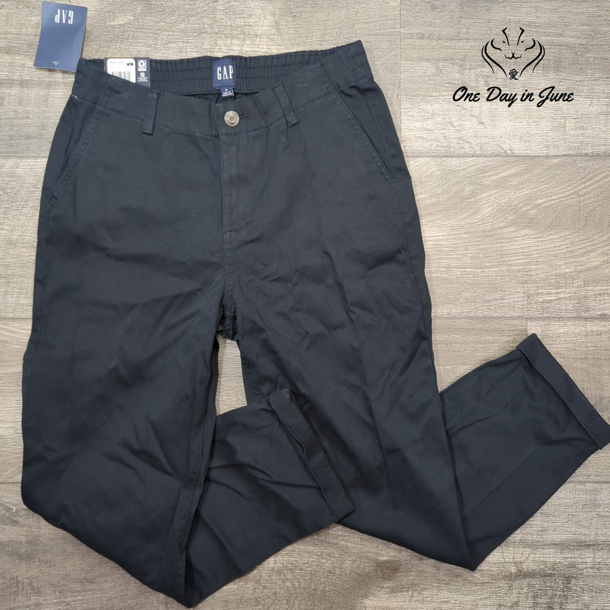 Gap Classic Twill Chino Pants Black Straight Leg Women's NWT Size 8