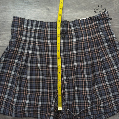 American Eagle Outfitters Mom Shorts High Rise Plaid Black Pink NWT Size 8