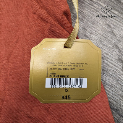 Ryegrass Burnt Brick Long Sleeve Top Size 1X