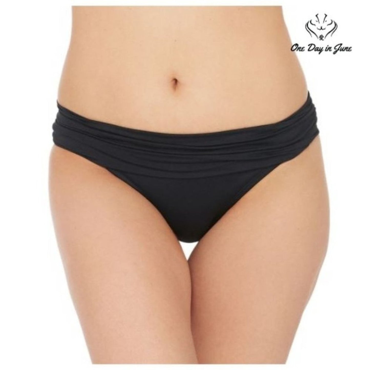 La Blanca Island Goddess Shirred Band Hipster Bikini Bottom Swimsuit Size 14