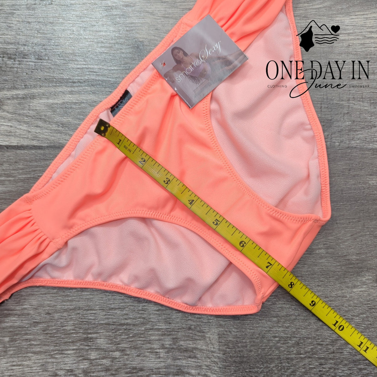 Smart & Sexy Side Ruched Moderate Bikini Bottom Coral Peach NWT Size M