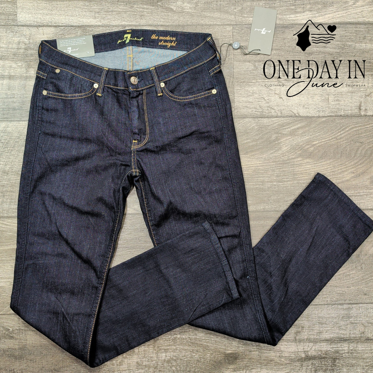 7 For All Mankind The Modern Straight Leg Jeans Dark Wash NWT Size 8 (29)