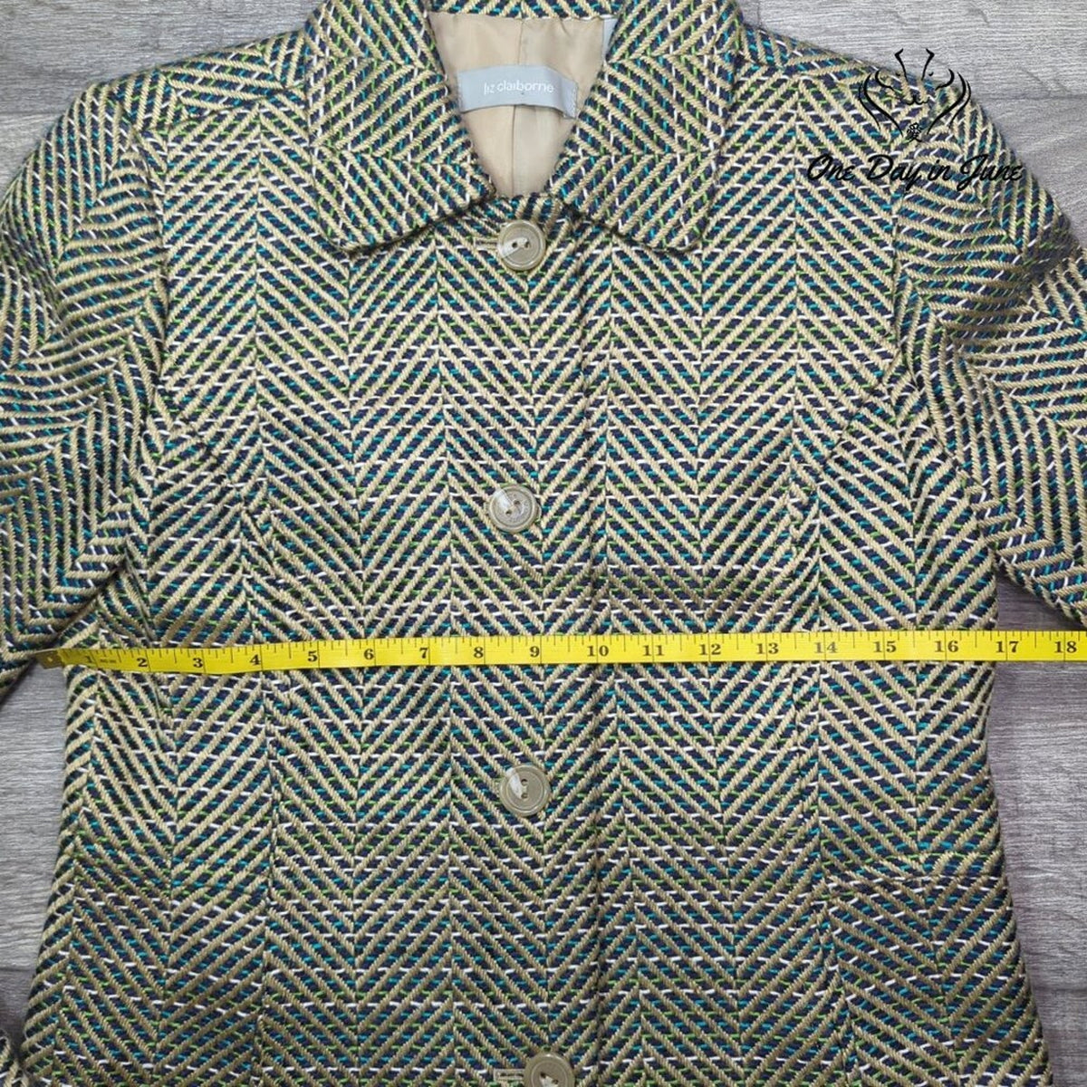 Liz Claiborne Multicolor Herringbone Tweed 4 Button Blazer Jacket NWT Size S