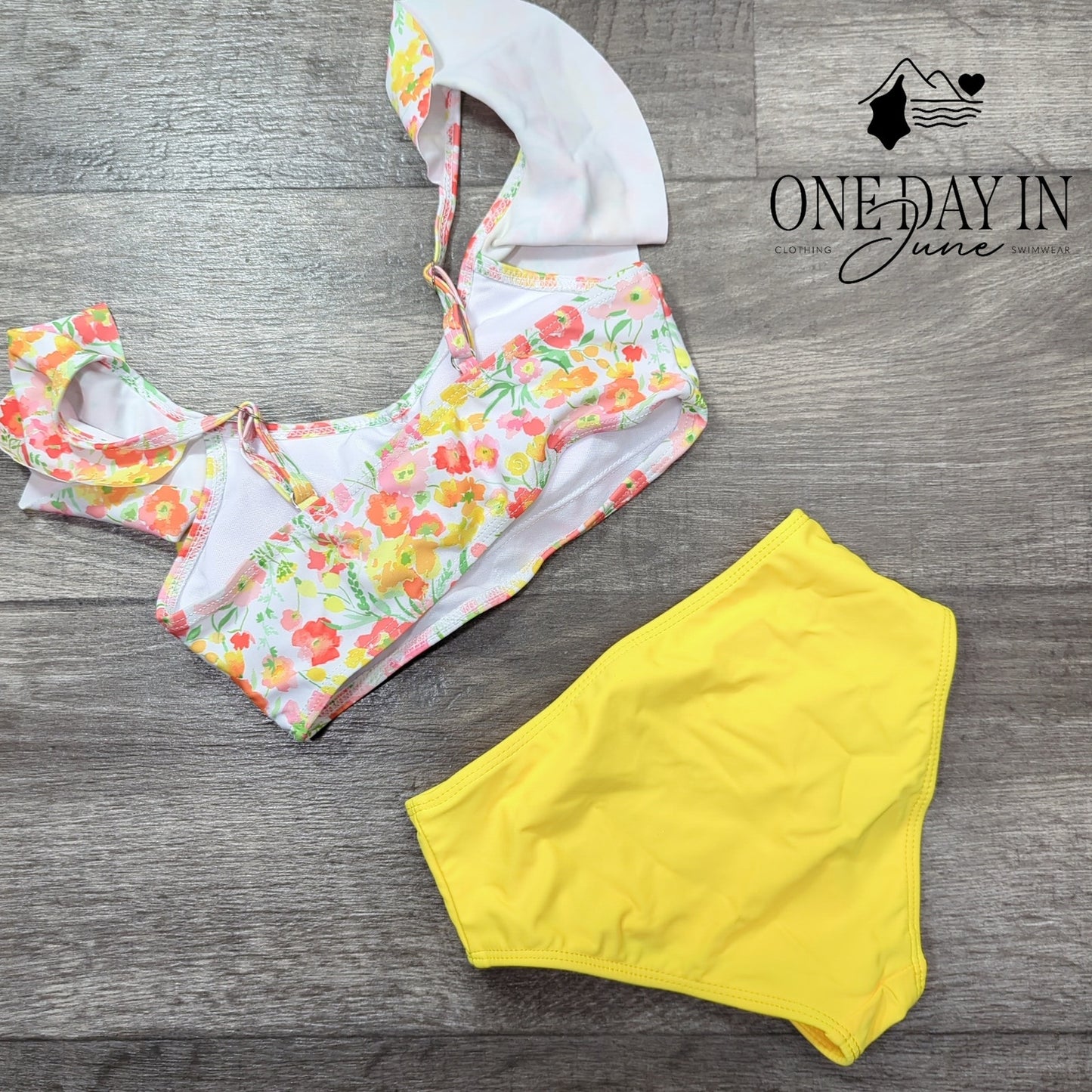 Charmo Ruffle Shoulder Bikini Swimsuit Size 8Y