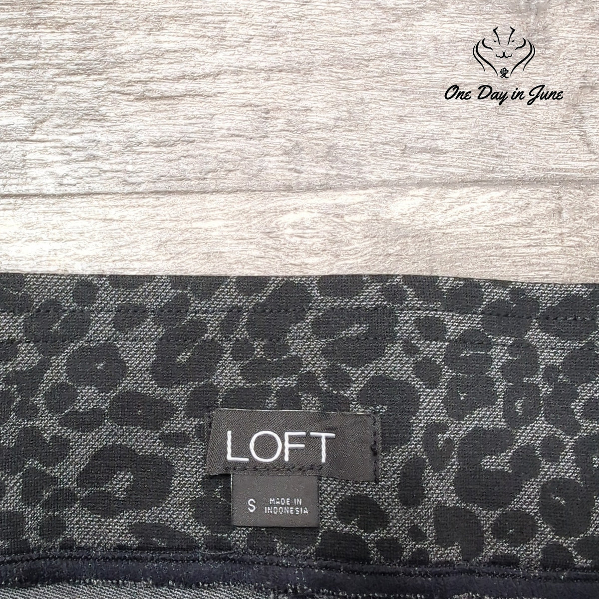 Loft Leopard Print Ponte Leggings Gray Black Pull On Skinny Pants Size S