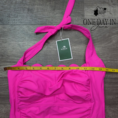 Eomenie Scallop Edge Tummy Control One Piece Swimsuiit Size M
