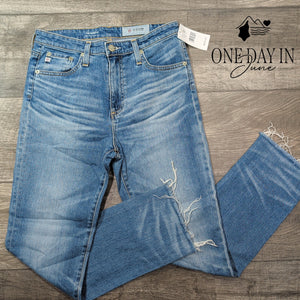 AG Adriano Goldschmied Isabelle High Rise Straight Crop Distressed NWT Size 4