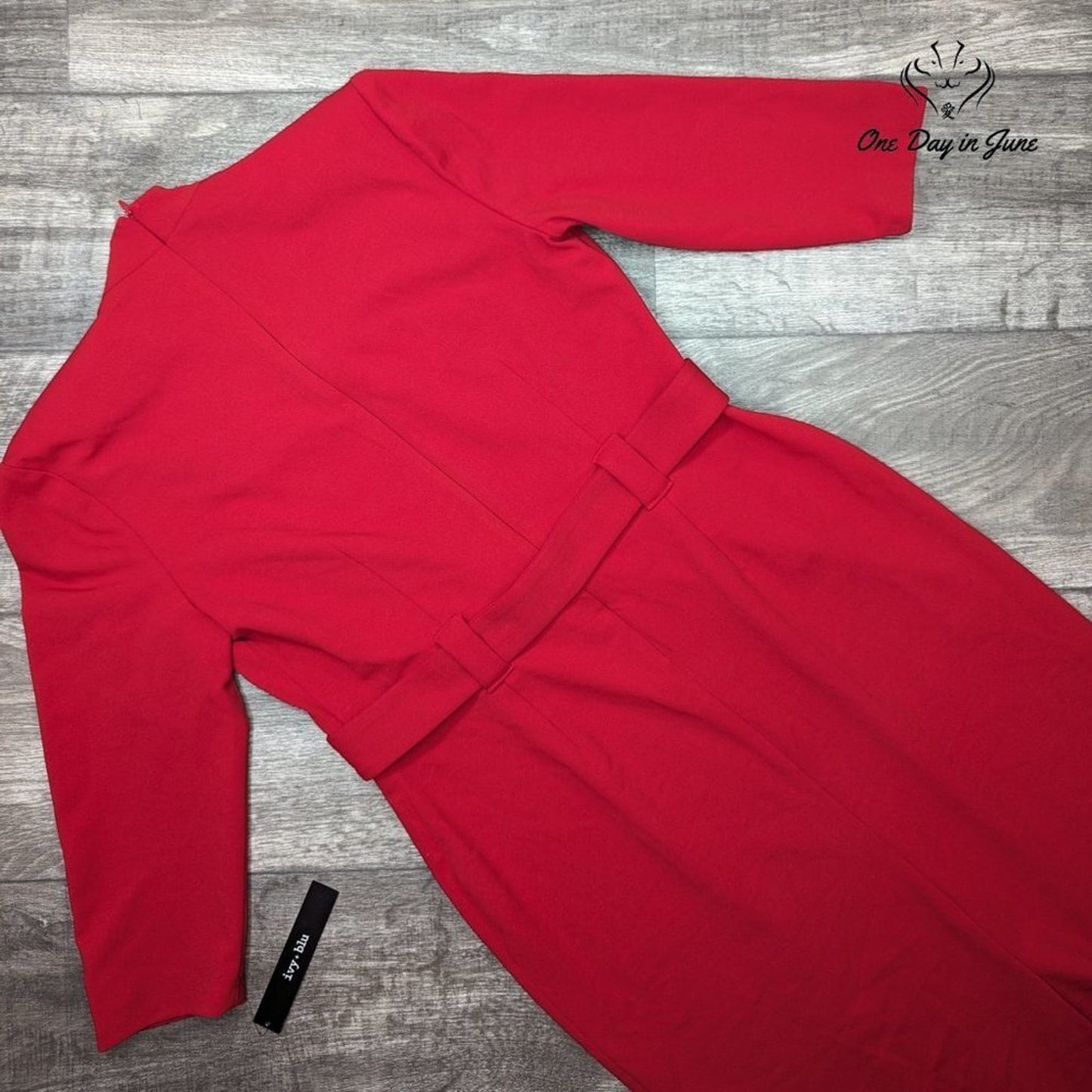 Ivy Blue V Neck Belted Long Sleeve Dress Size 16