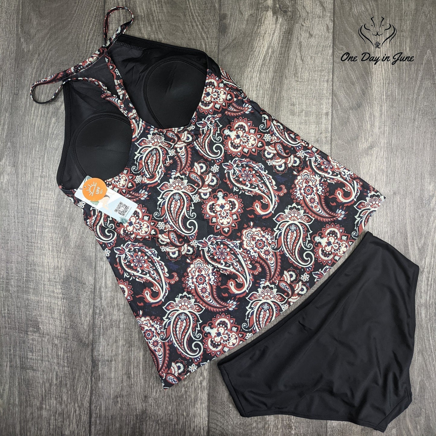 Sociala High Neck Paisley Bikini Swimsuit Size L