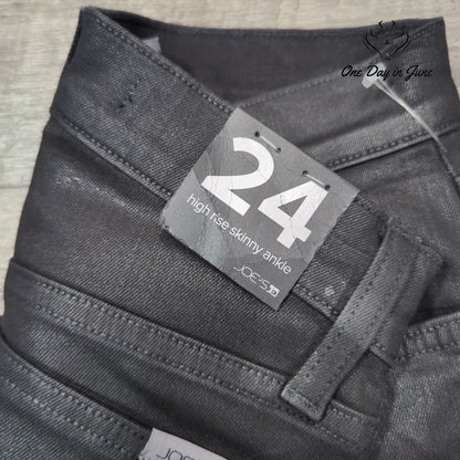 Joe's Jeans High Rise Skinny Ankle Coated Black Jeans NWT Size 24 (0)