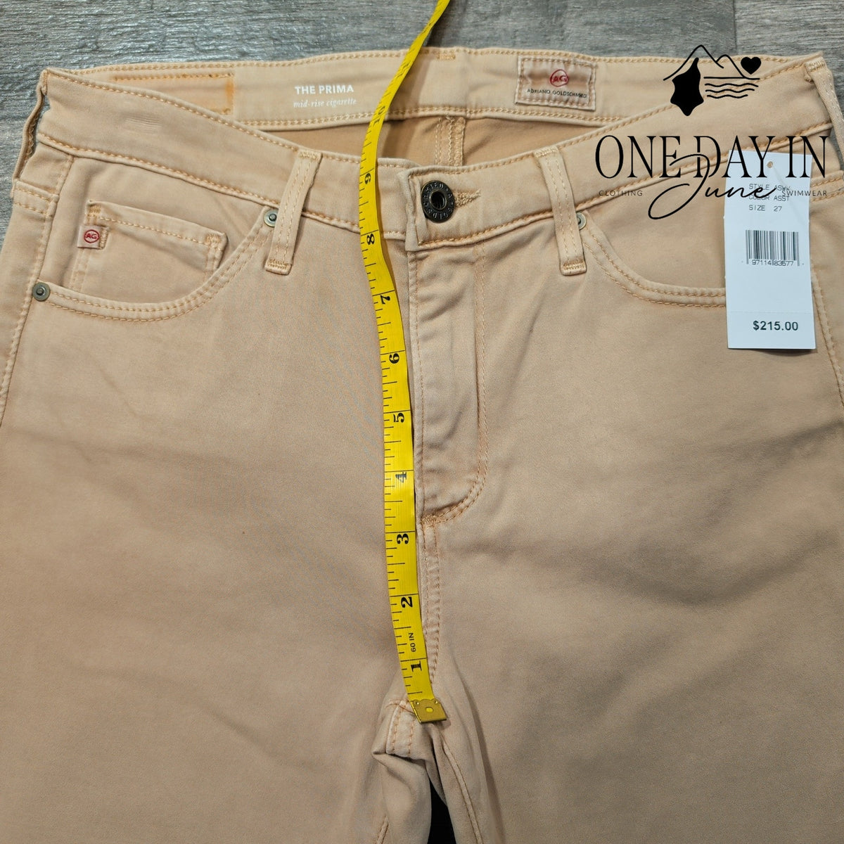 AG Adriano Goldschmied The Prima Mid Rise Cigarette Jeans Beige NWT Size 4 (27)